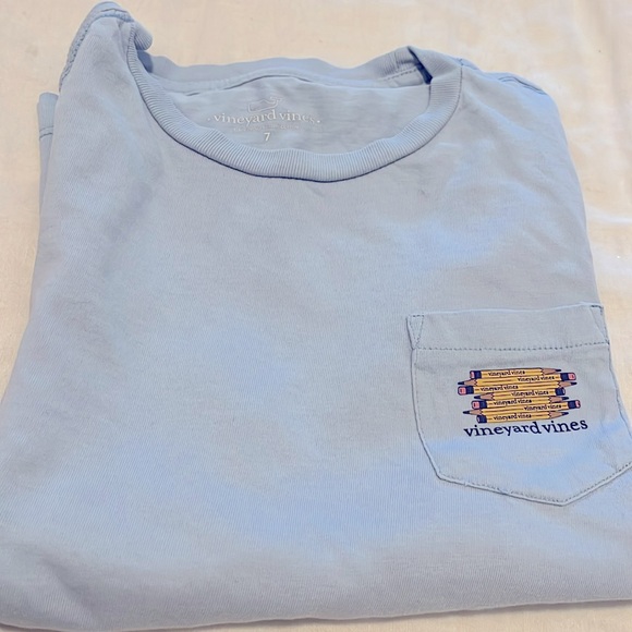 Vineyard Vines Long sleeve .Whale back to school. Pocket Tee. Size 7 - Picture 5 of 7